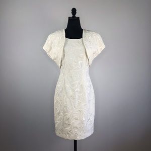 Vintage 1990’s Cache formal special occasion ivory dress and bolero size 4
